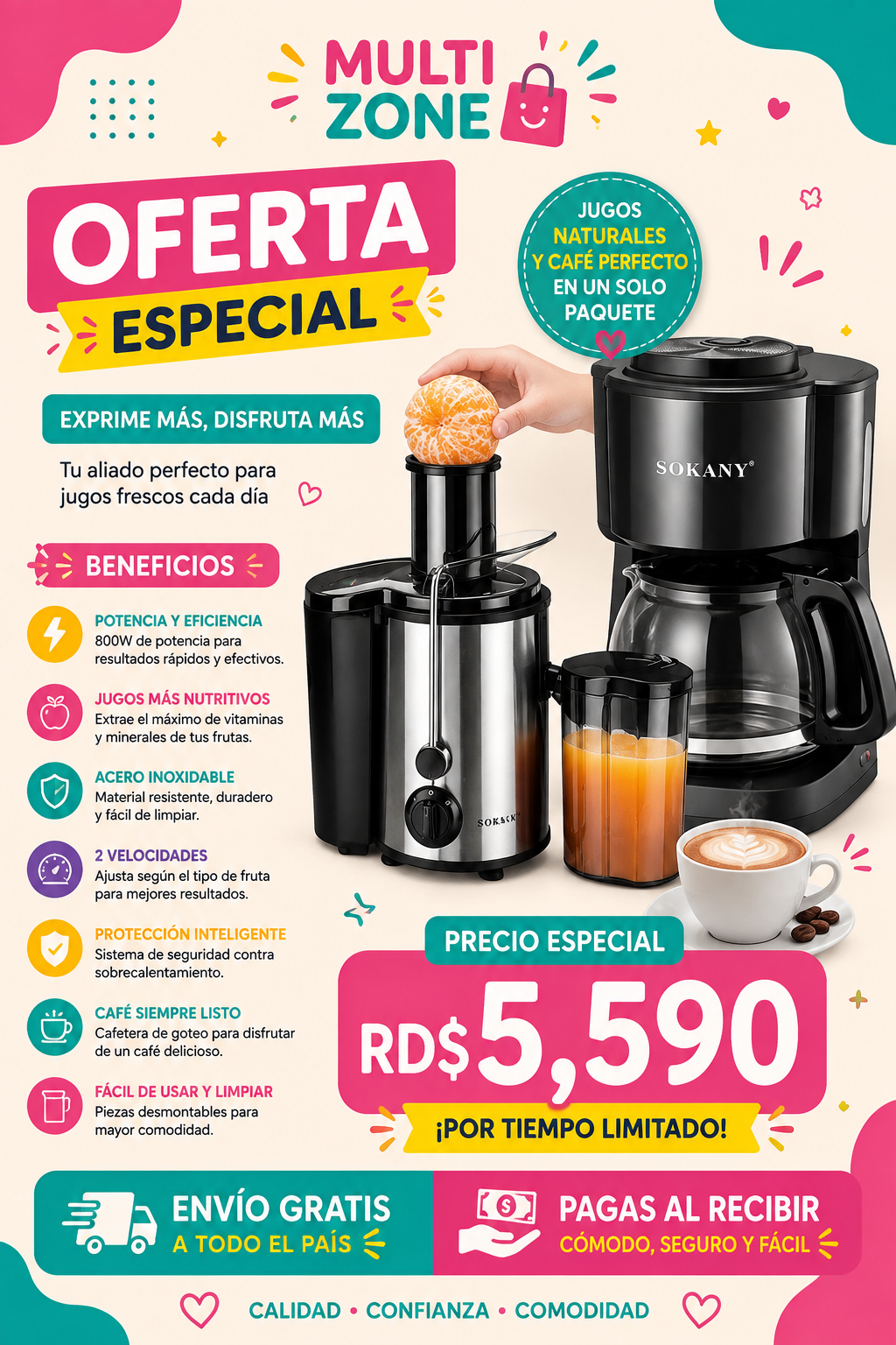 OFERTA DE EXTRACTOR DE JUGO + CAFETERA ELÉCTRICA