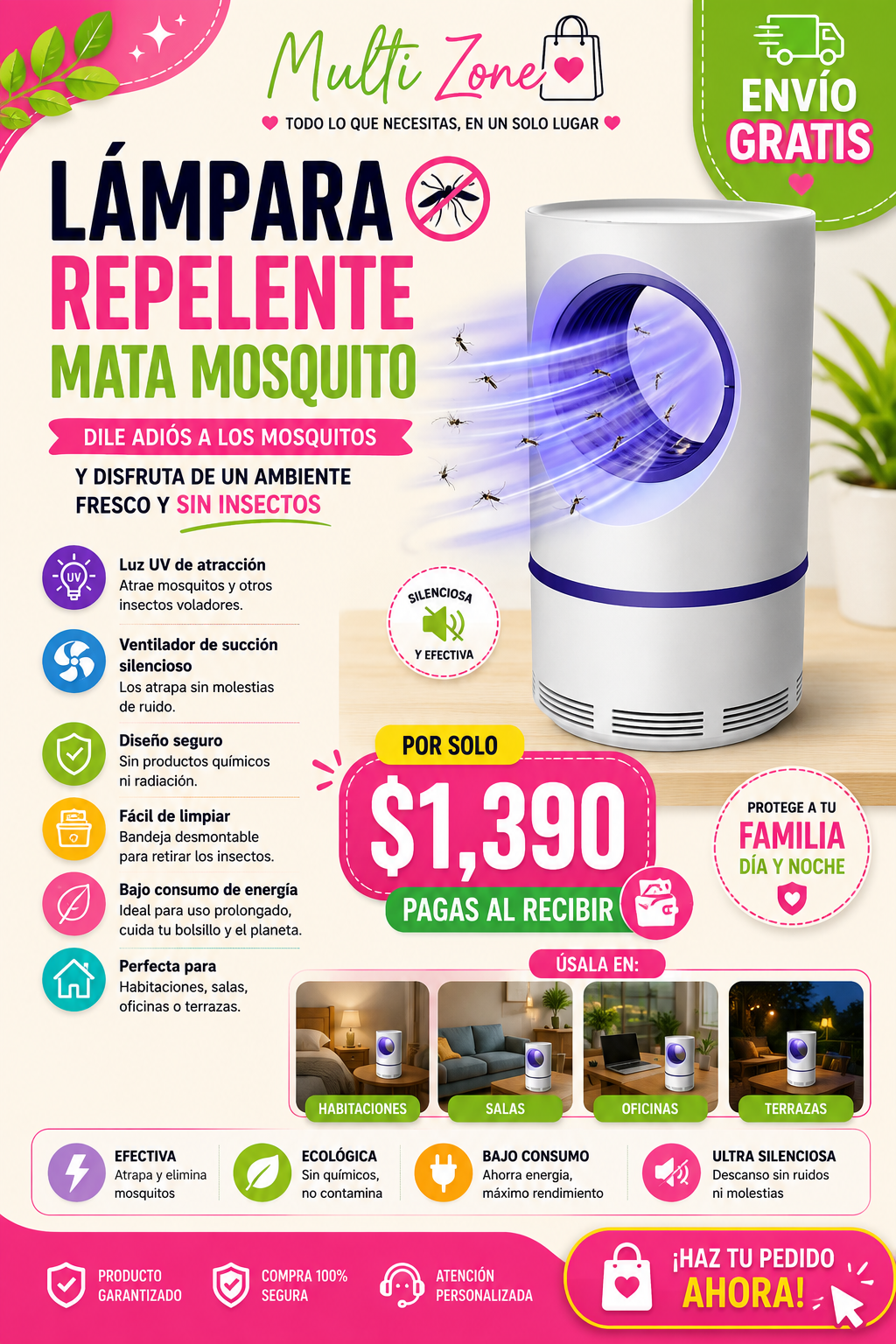 LAMPARA REPELENTE MATA MOSQUITO