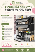 ESCURRIDOR DE PLATOS 2 NIVELES CON TAPA