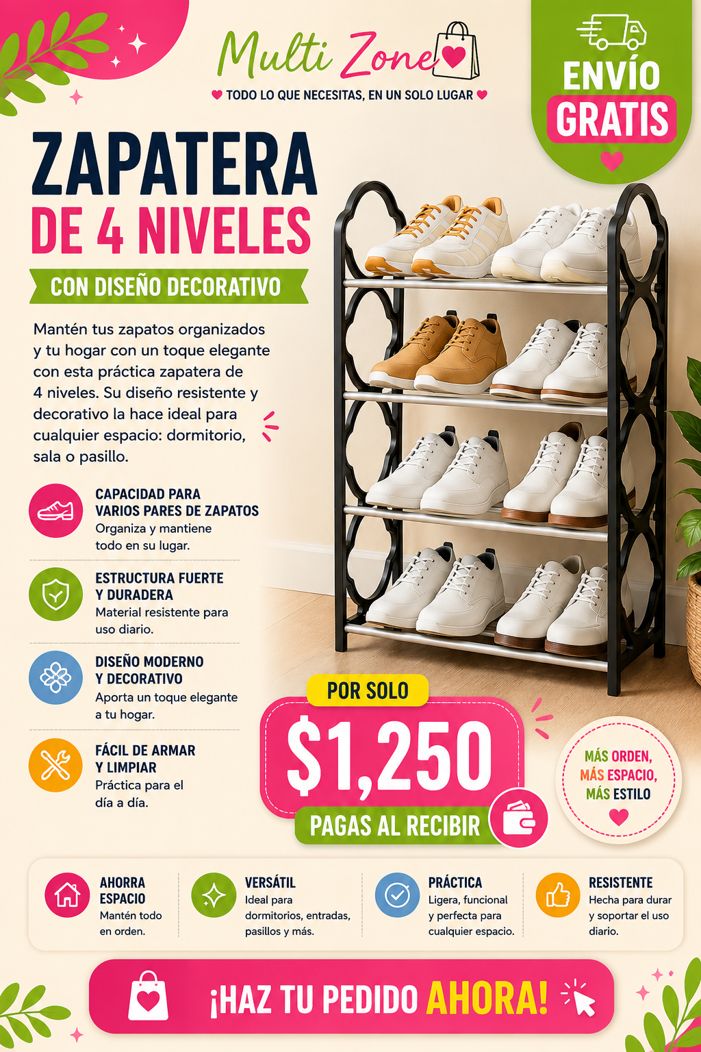 ZAPATERA DE 4 NIVELES