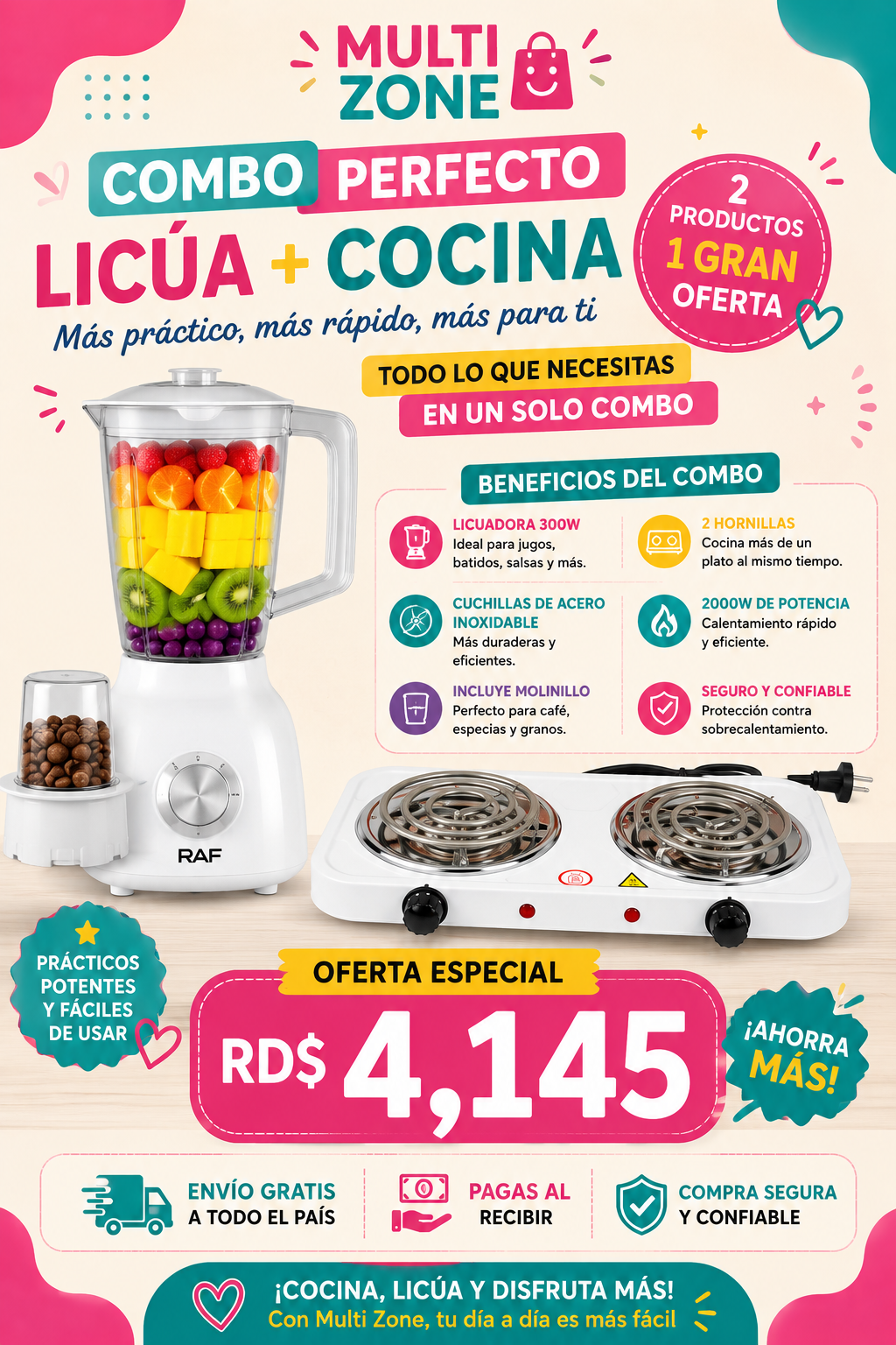 OFERTA DE ESTUFA ELÉCTRICA + LICUADORA