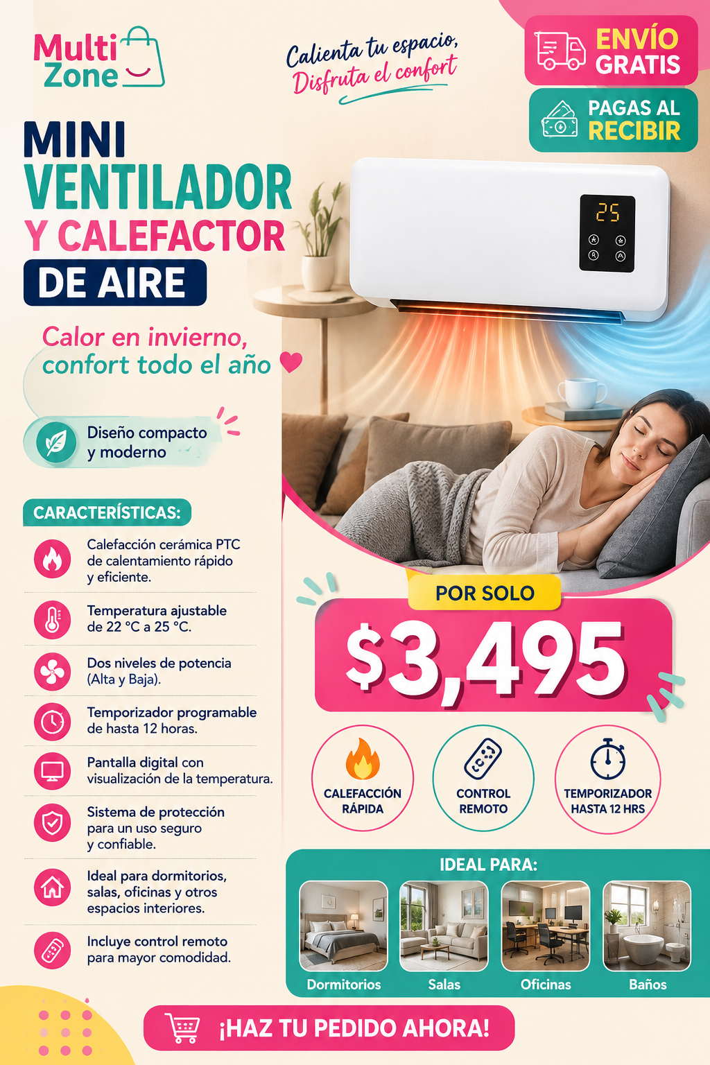 MINI VENTILADOR Y CALEFACTOR DE AIRE