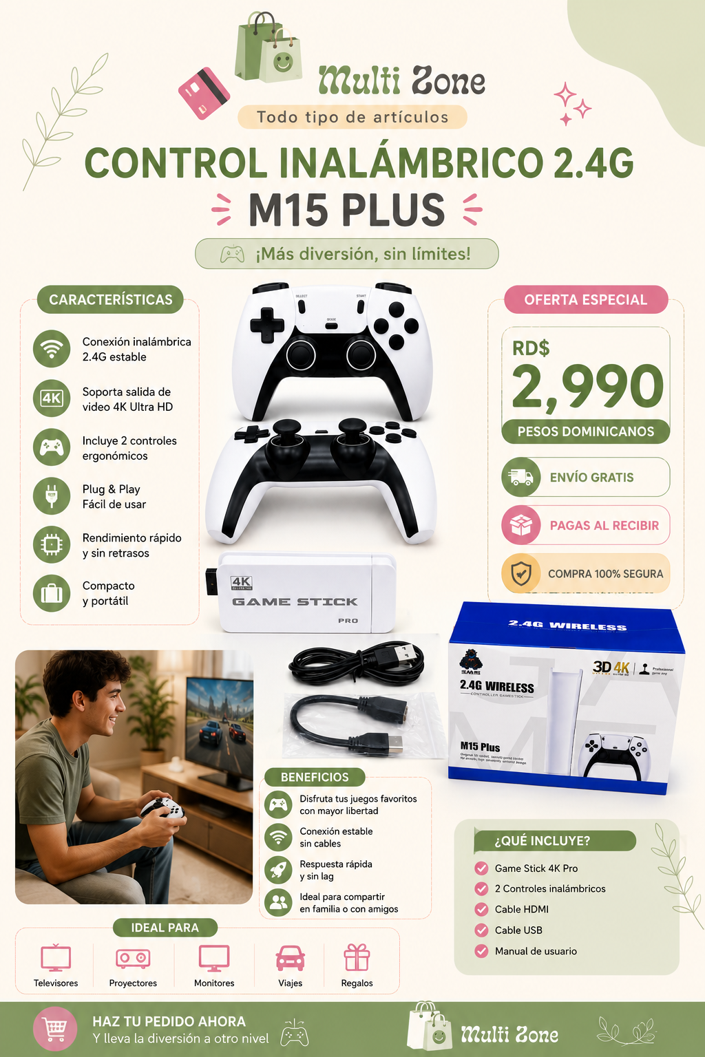 CONSOLA DE VIDEOJUEGOS RETRO GAME STICK PRO