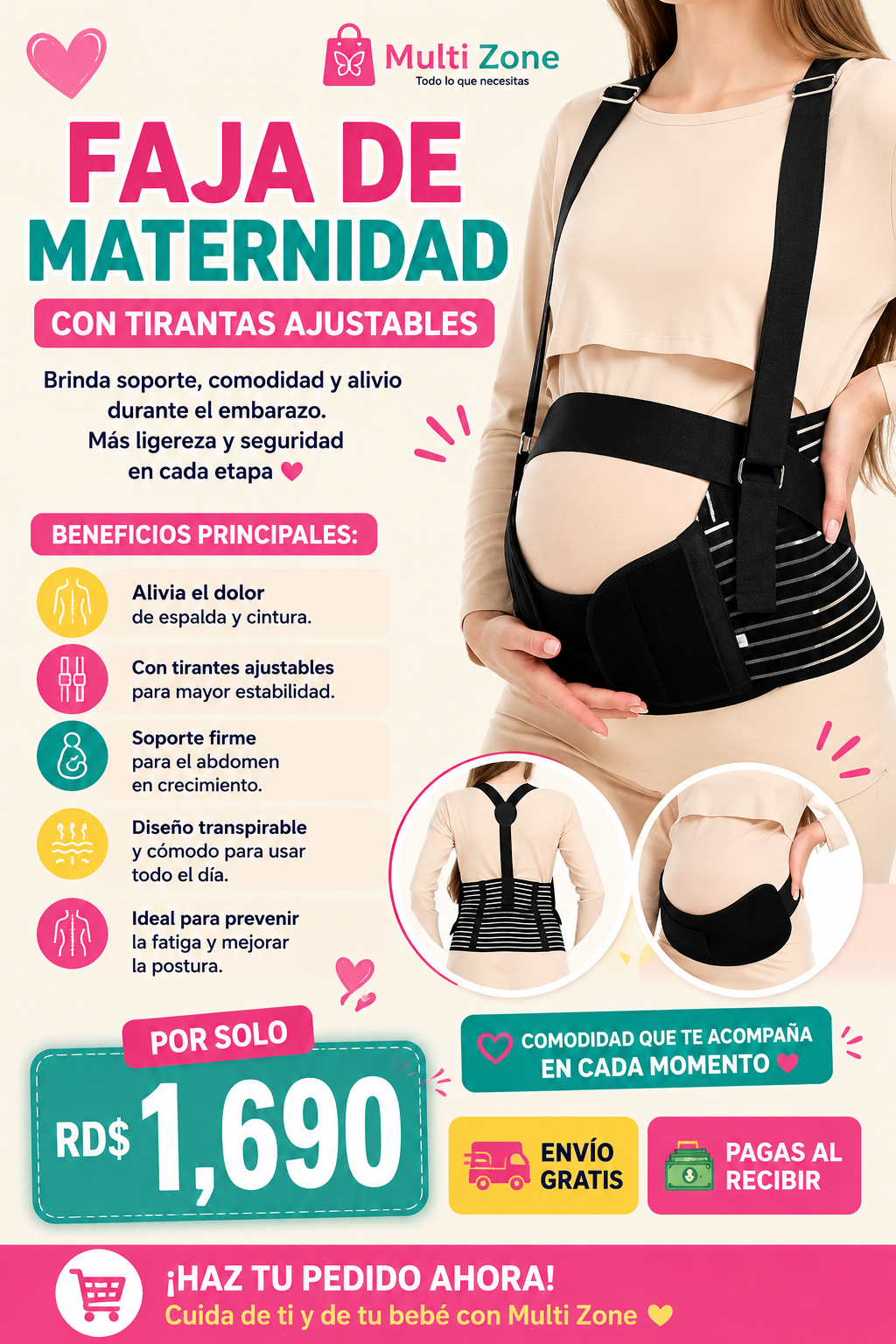 FAJA DE MATERNIDAD CON TIRANTAS AJUSTABLES