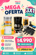 OFERTA CAFETERA + EXPRIMIDOR RECARGABLE + JUEGO DE CUCHILLOS