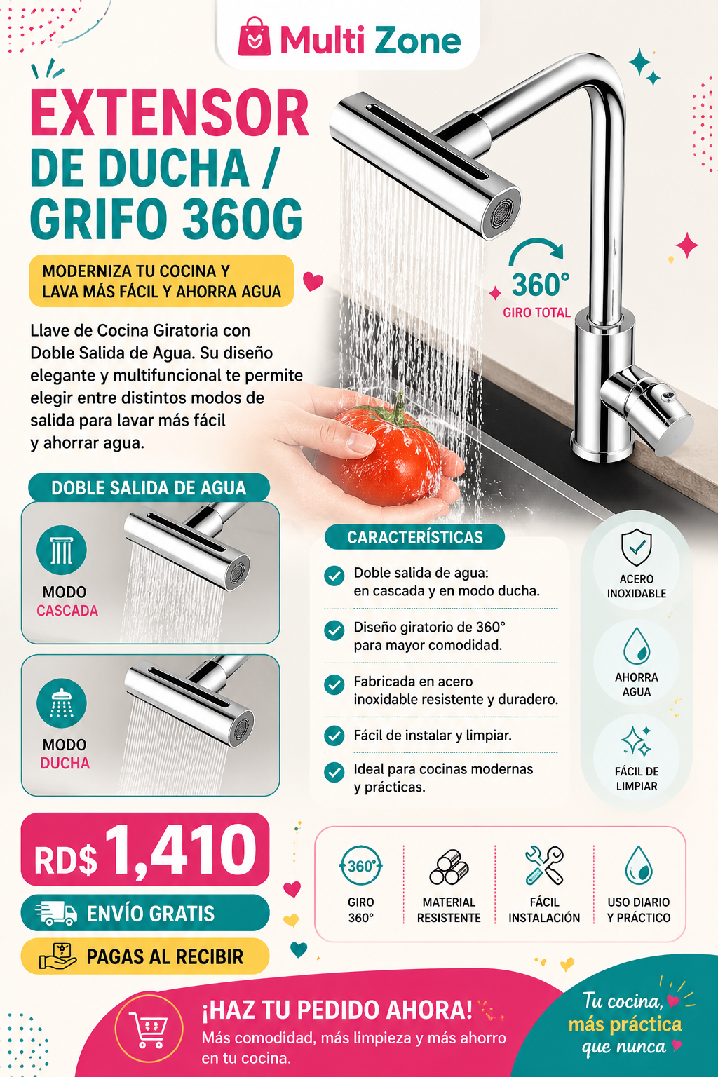 EXTENSOR DE DUCHA / GRIFO 360G